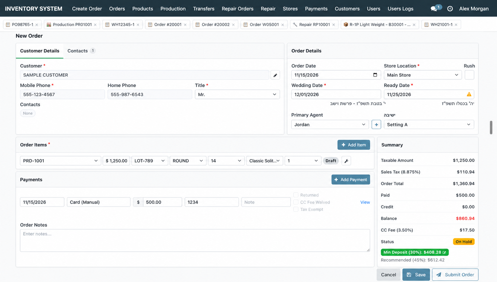 Shtreimel System Odoo 19 Production queue and order workflow