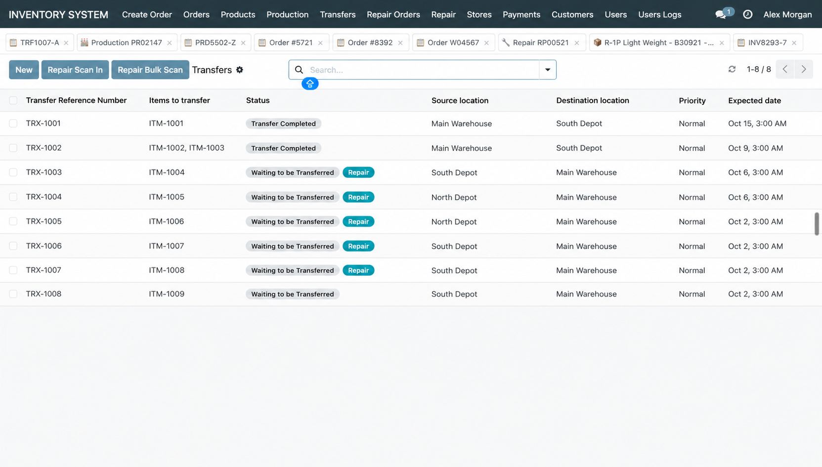 Multi-Location Warehouse Transfers & Repair Inventory Tracking