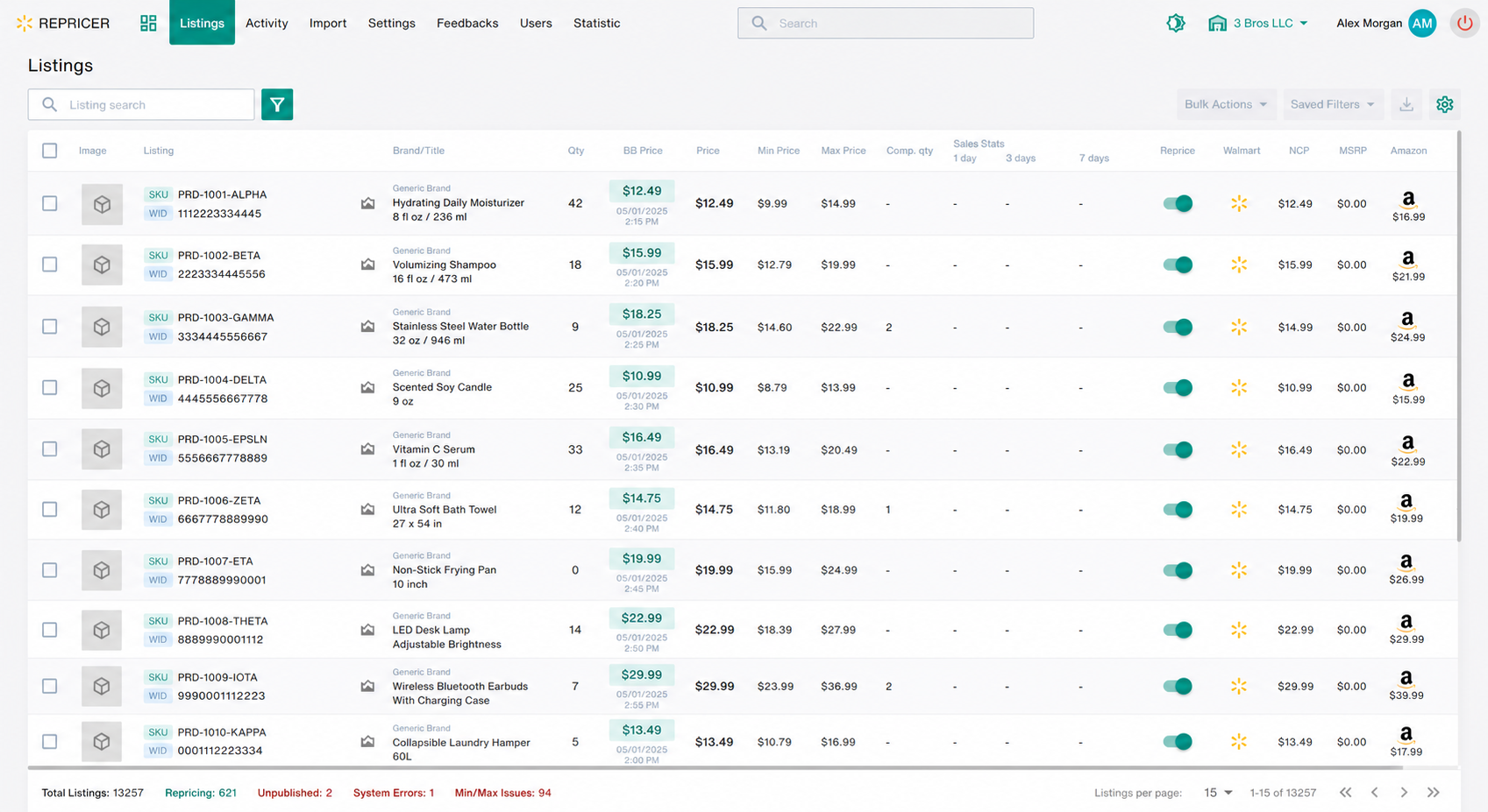 Product Listings Management & Cross-Marketplace Price Comparison
